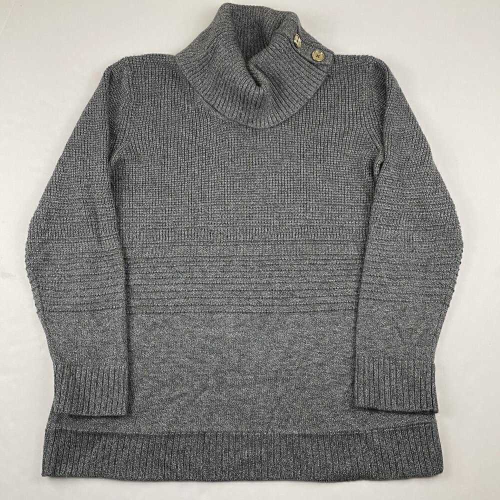 Calvin Klein Cowl Neck Sweater Women’s XL Multi Knit Ribbed Neck/Cuff Gray
